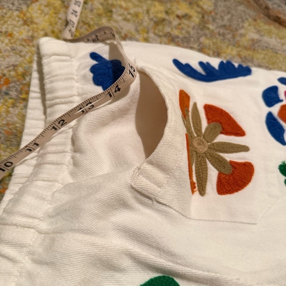 New Zara Mens White Embroidered Floral Shorts SET size S - Picture 5 of 11